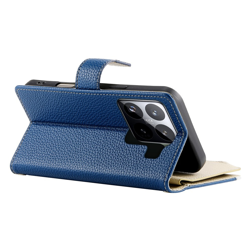 For Xiaomi 15 Pro Case Zipper Wallet Color Splicing Leather Flip Phone Cover with Straps