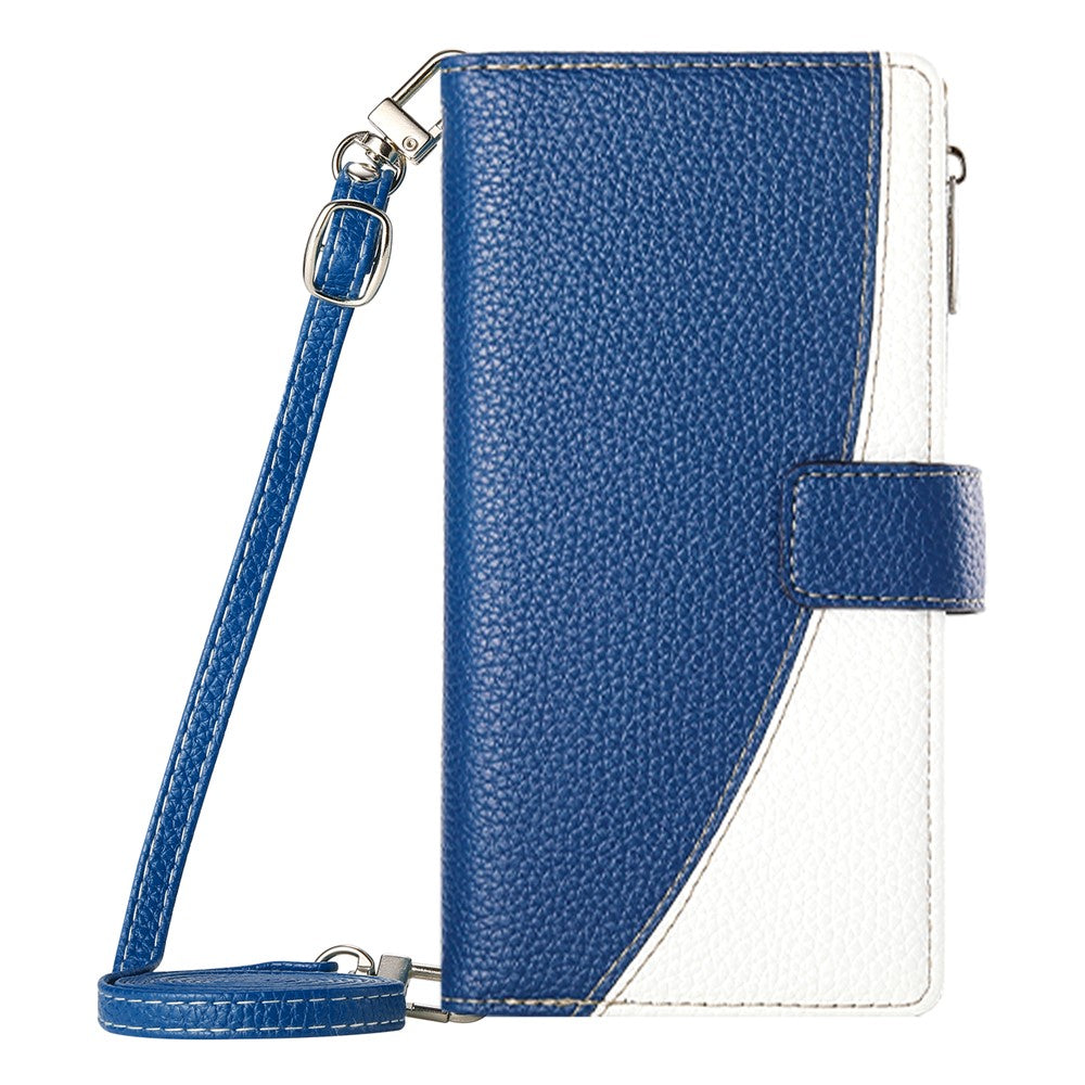 For Xiaomi 15 Pro Case Zipper Wallet Color Splicing Leather Flip Phone Cover with Straps