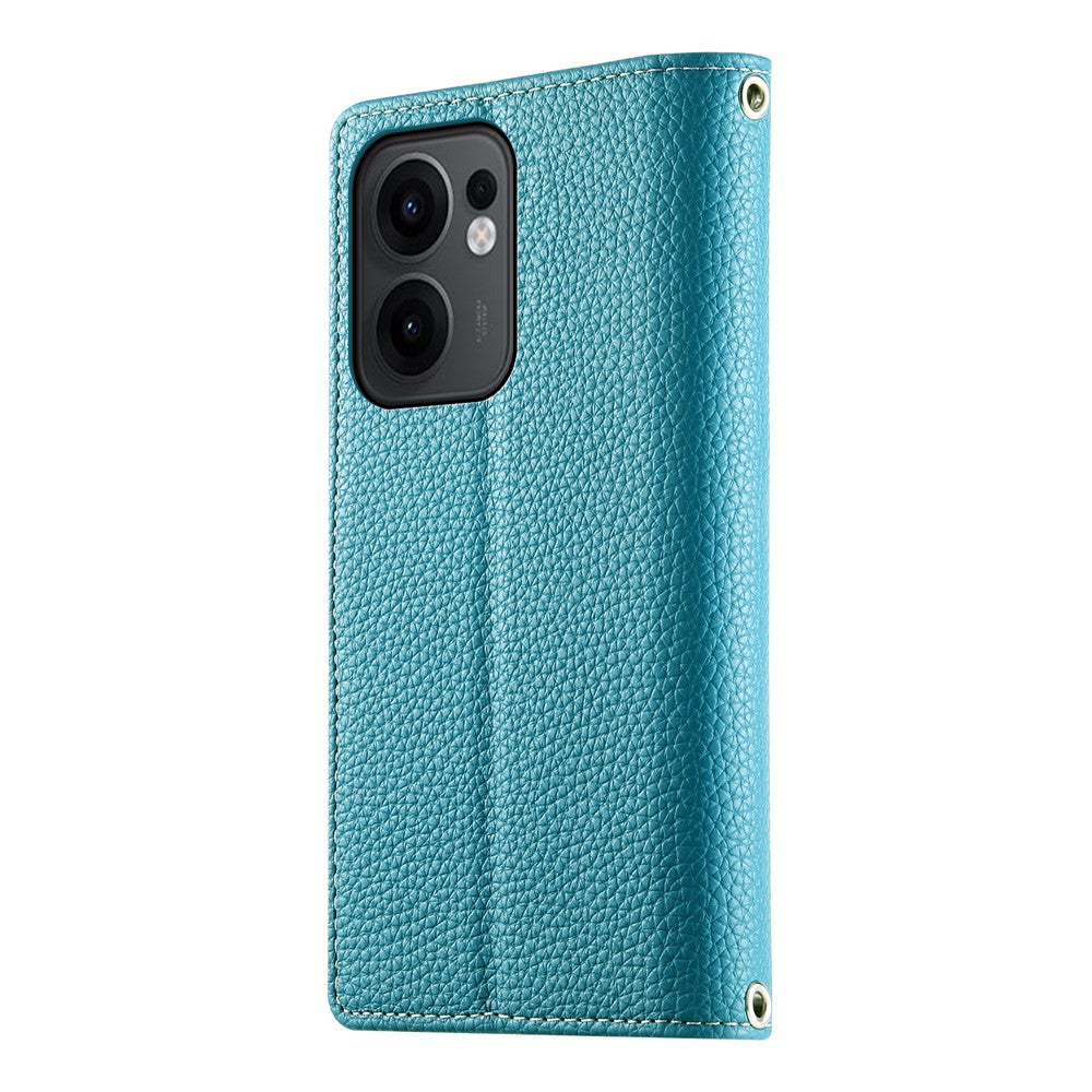 Oppo Reno13 F 5G (Reno 13 FS 5G) / 4G-flipetui i læder med lynlås, pung, farvefelter og remme