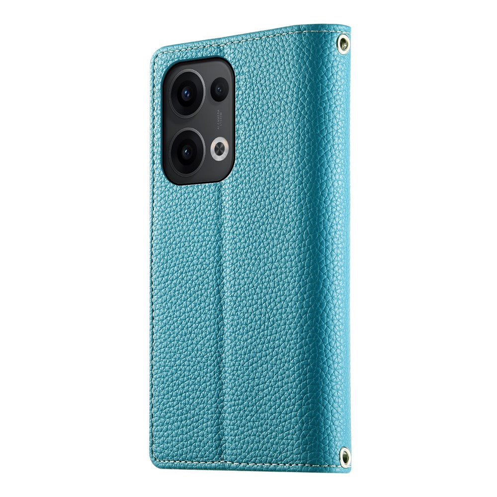 Oppo Reno13 5G (Global) Fodral Dragkedja Plånbok Färgskarvning Läder Flip mobilskal med Remmar