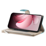 Oppo Reno13 5G (Global) Fodral Dragkedja Plånbok Färgskarvning Läder Flip mobilskal med Remmar