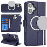 For iPhone 16 Wallet Case Compatible with MagSafe Anti-Drop Detachable PU Leather Phone Cover