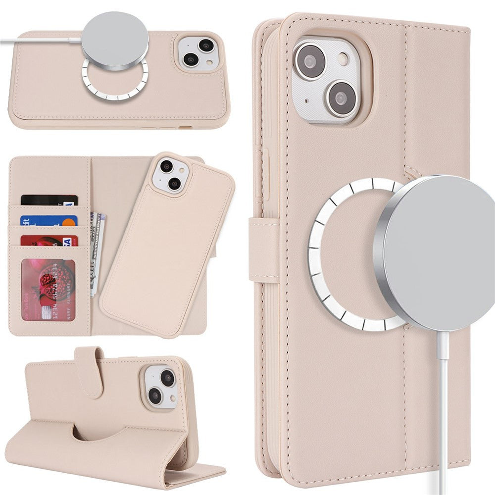 Til iPhone 15 Plus / 14 Plus Cover med kortholder Kompatibel med MagSafe Anti-Drop Aftageligt Telefoncover i PU-læder