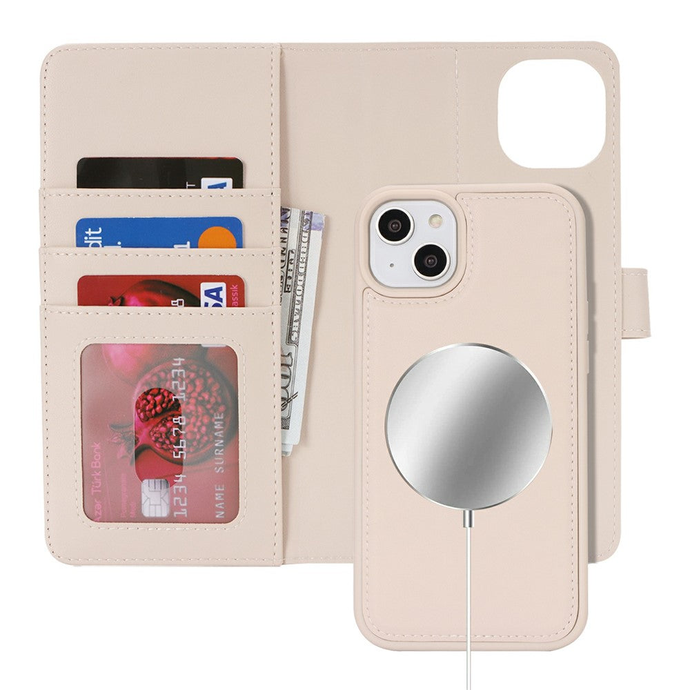 Til iPhone 15 Plus / 14 Plus Cover med kortholder Kompatibel med MagSafe Anti-Drop Aftageligt Telefoncover i PU-læder