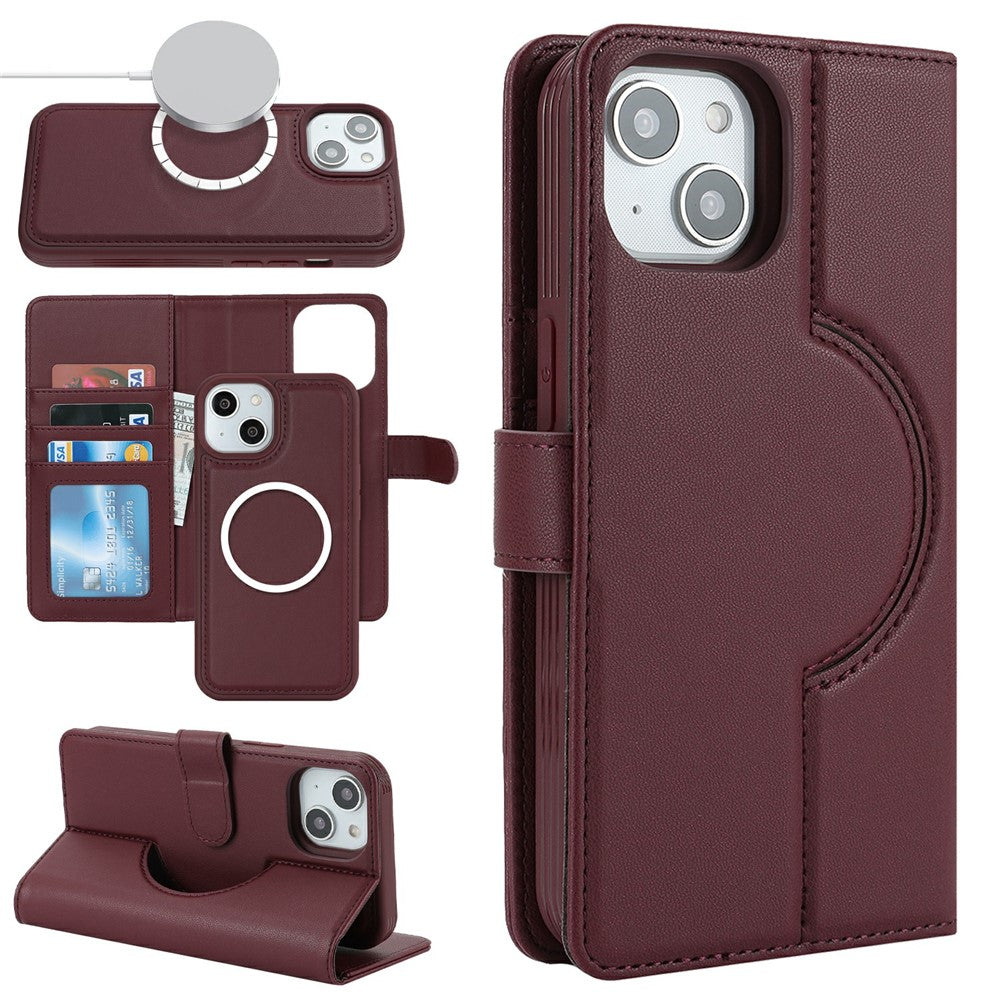 Til iPhone 15 Plus / 14 Plus Cover med kortholder Kompatibel med MagSafe Anti-Drop Aftageligt Telefoncover i PU-læder