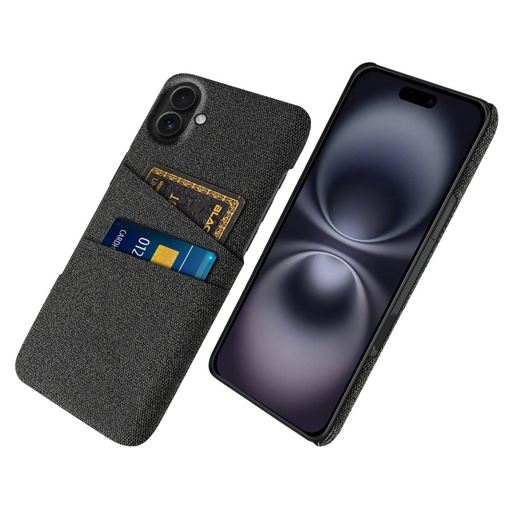 For iPhone 17 Case Cloth + Hard PC Phone Cover with Dual Card Slots