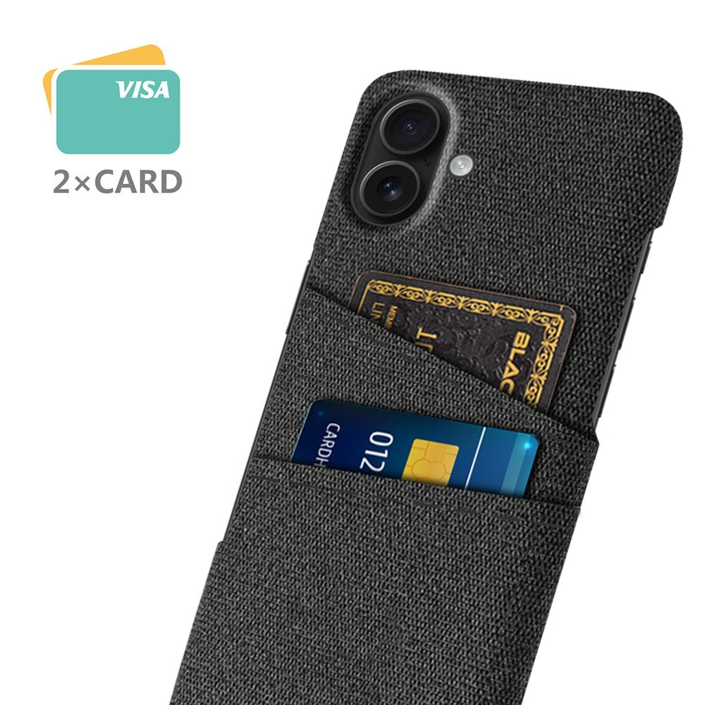 For iPhone 17 Case Cloth + Hard PC Phone Cover with Dual Card Slots