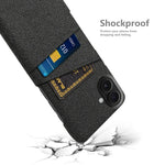 For iPhone 17 Case Cloth + Hard PC Phone Cover with Dual Card Slots