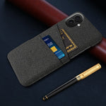 For iPhone 17 Case Cloth + Hard PC Phone Cover with Dual Card Slots
