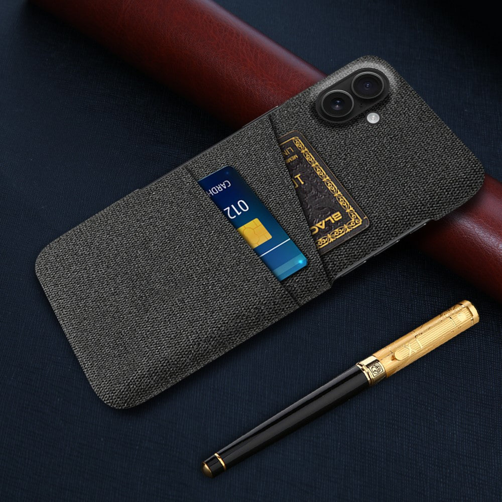 For iPhone 17 Case Cloth + Hard PC Phone Cover with Dual Card Slots