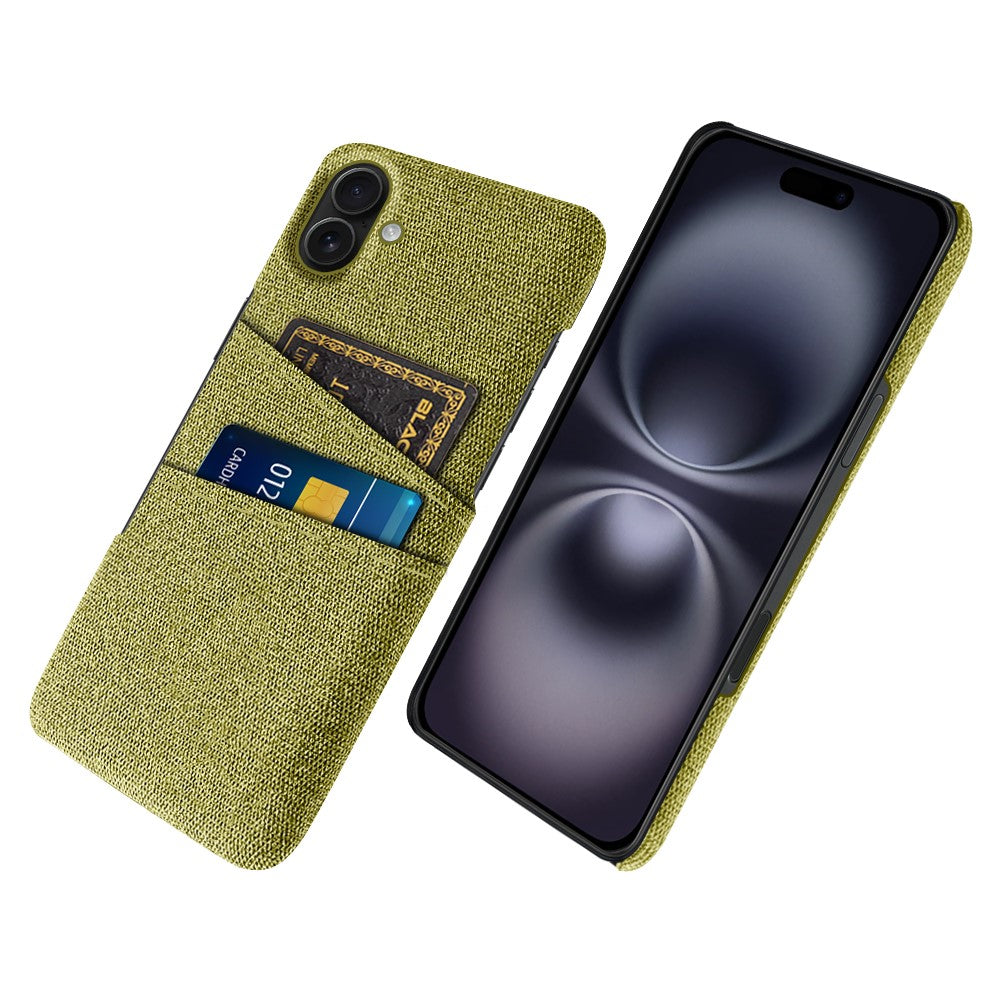 For iPhone 17 Case Cloth + Hard PC Phone Cover with Dual Card Slots