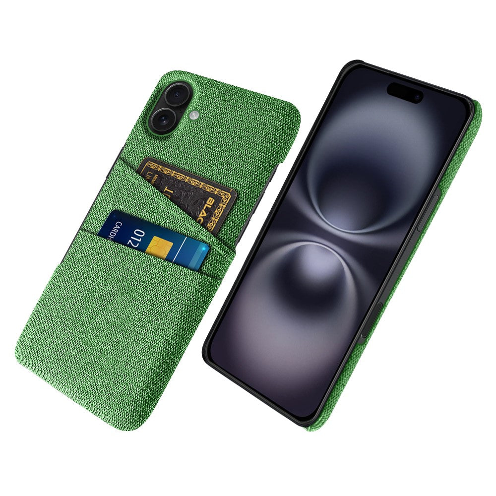 For iPhone 17 Case Cloth + Hard PC Phone Cover with Dual Card Slots