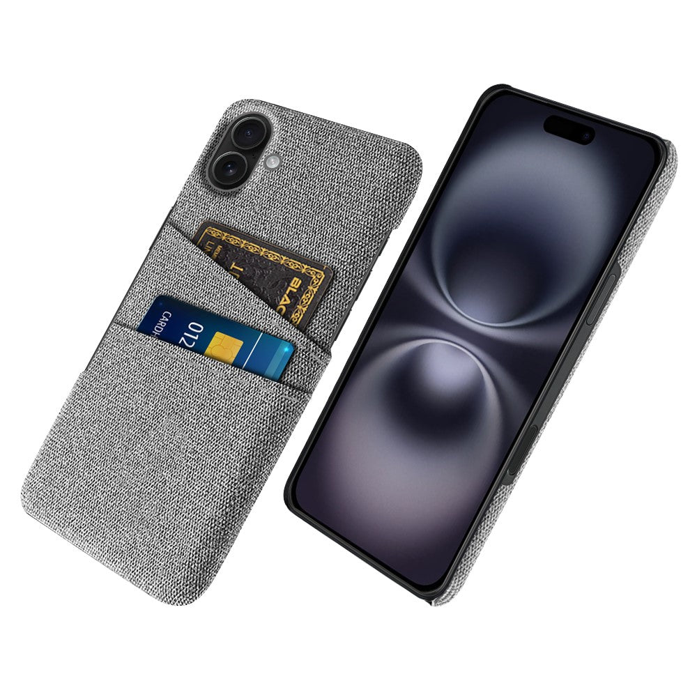 For iPhone 17 Case Cloth + Hard PC Phone Cover with Dual Card Slots