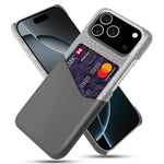 For iPhone 18 Pro / 17 Pro Case PU Leather Cloth Texture Hard PC Phone Cover with Card Holder