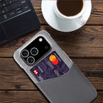 For iPhone 18 Pro / 17 Pro Case PU Leather Cloth Texture Hard PC Phone Cover with Card Holder