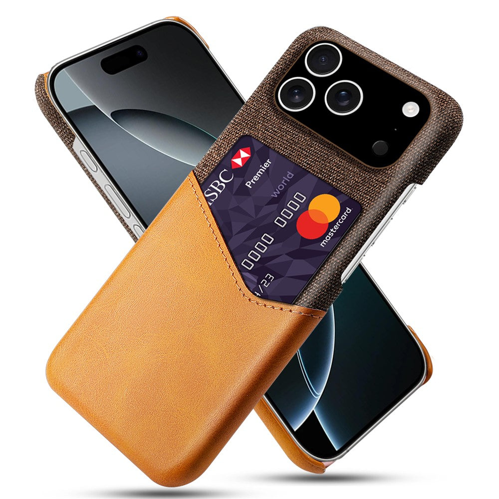 For iPhone 18 Pro / 17 Pro Case PU Leather Cloth Texture Hard PC Phone Cover with Card Holder