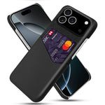 For iPhone 18 Pro / 17 Pro Case PU Leather Cloth Texture Hard PC Phone Cover with Card Holder