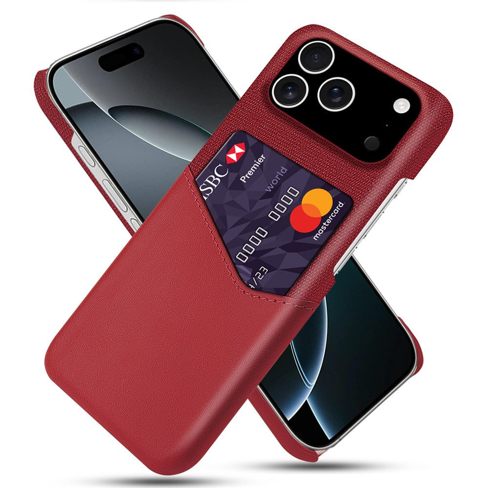 For iPhone 18 Pro / 17 Pro Case PU Leather Cloth Texture Hard PC Phone Cover with Card Holder