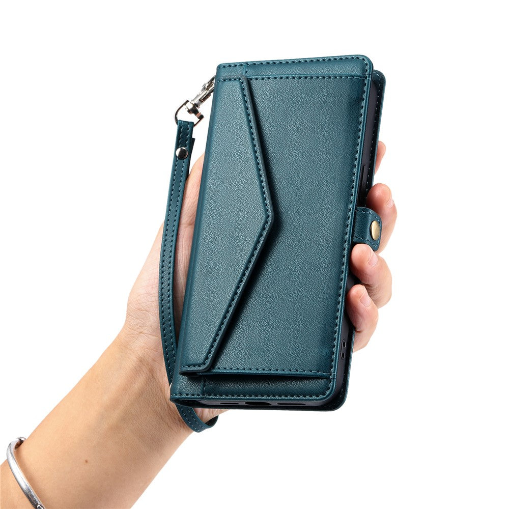 For Motorola Edge 60 Pro 5G Leather Case with Wrist Strap Wallet Stand Phone Cover