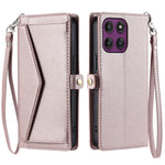 For Motorola Edge 60 Pro 5G Leather Case with Wrist Strap Wallet Stand Phone Cover