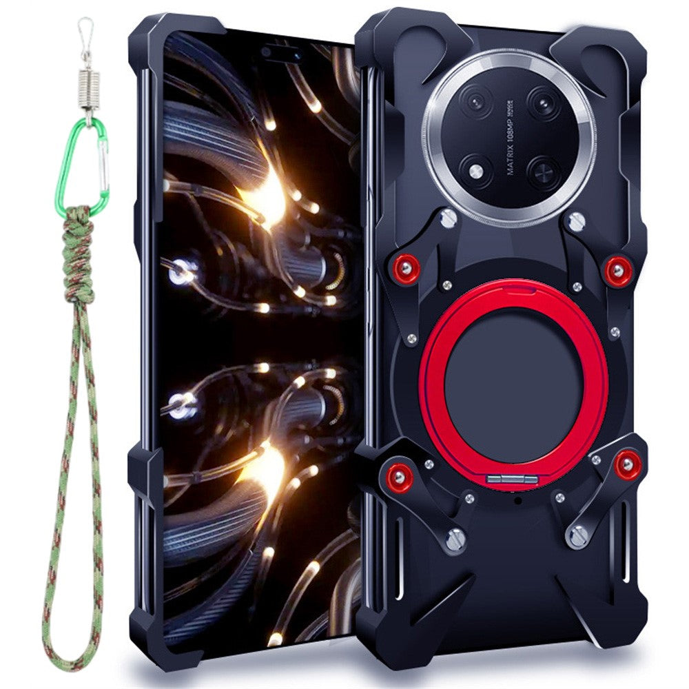 Honor Magic7 Lite 5G / X9c 5G / X60 Pro 5G Bumper Case Ring Kickstand Aluminiumlegering Magnetiskt mobilskal med Handledsrem