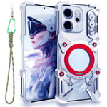 Oppo Reno14 Pro 5G (Global) bumpercover med støtteben af aluminiumslegering, magnetisk mobilcover med håndledsrem