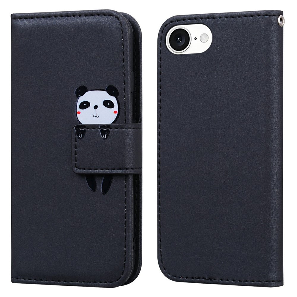 Til iPhone 17e / 16e cover tegneserie mønster tegnebog læder telefon cover