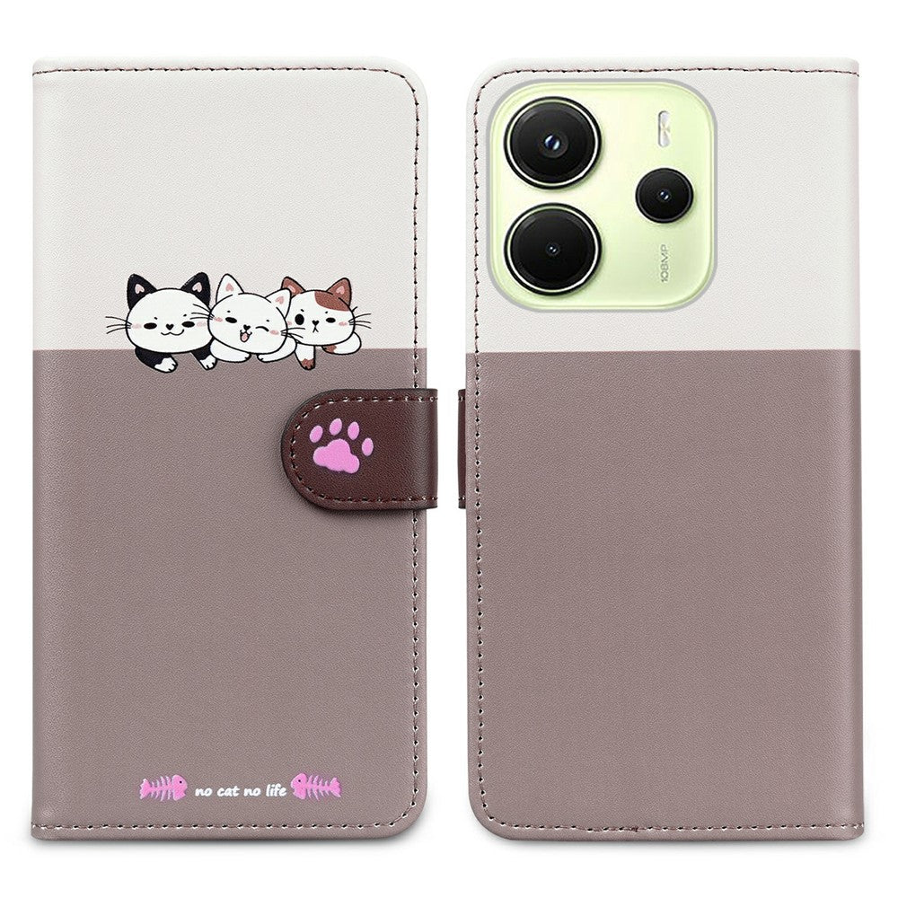 Cartoon Pet Series for Xiaomi Redmi Note 14 4G (164.84mm) Wallet Phone Case Splicing Leather Flip Cover