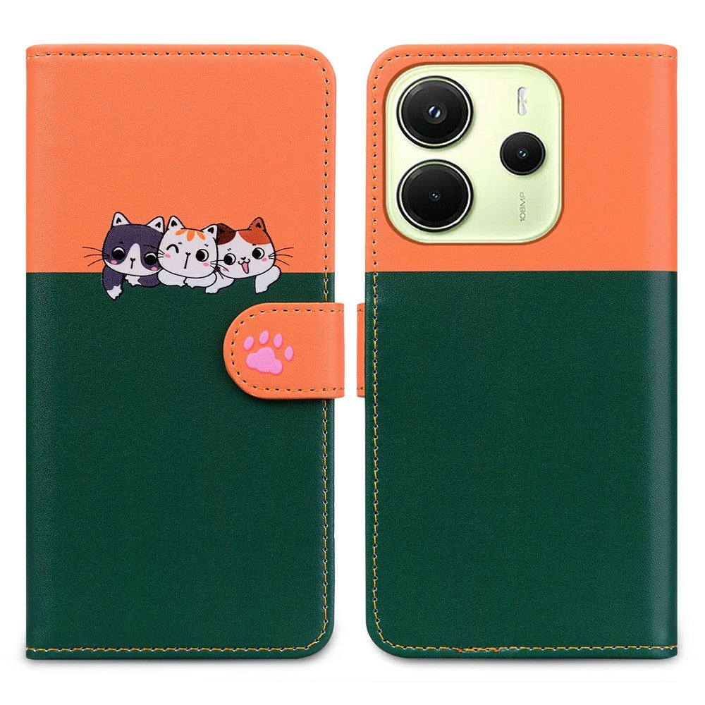 Cartoon Pet Series for Xiaomi Redmi Note 14 4G (164.84mm) Wallet Phone Case Splicing Leather Flip Cover