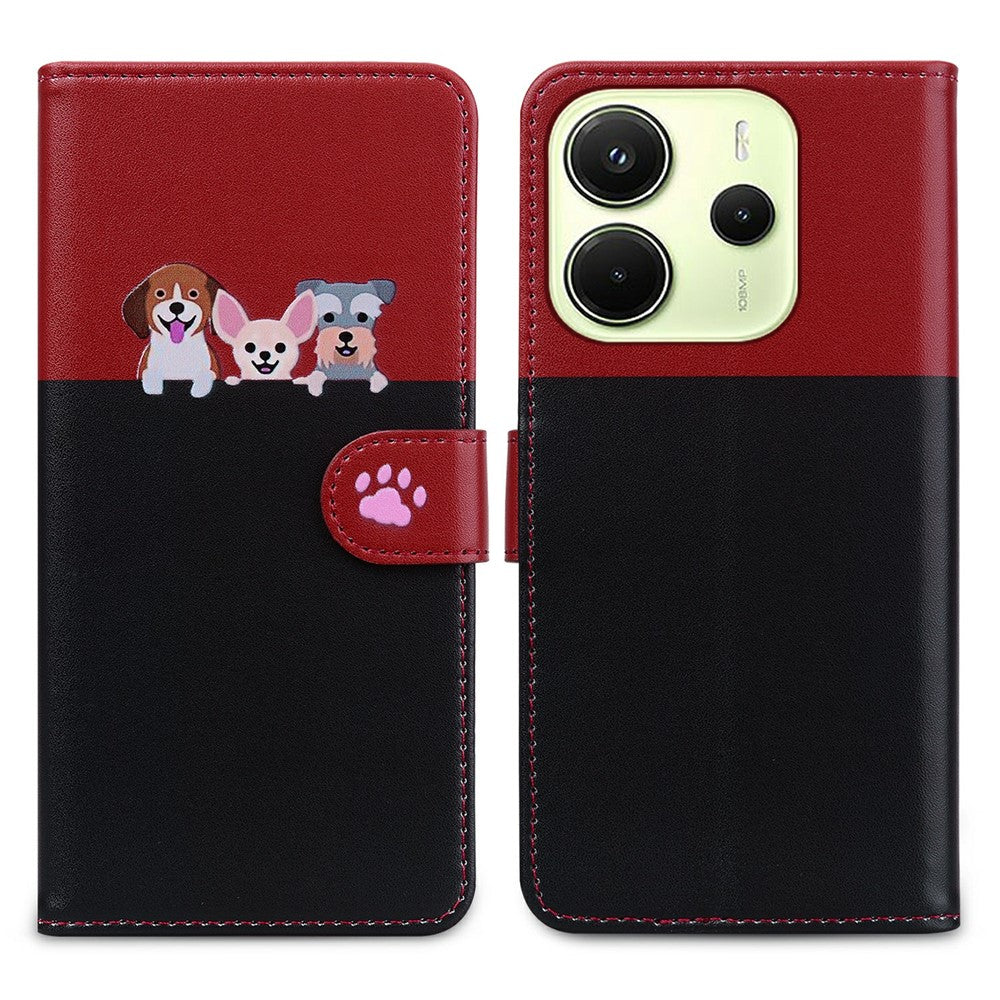 Cartoon Pet Series for Xiaomi Redmi Note 14 4G (164.84mm) Wallet Phone Case Splicing Leather Flip Cover