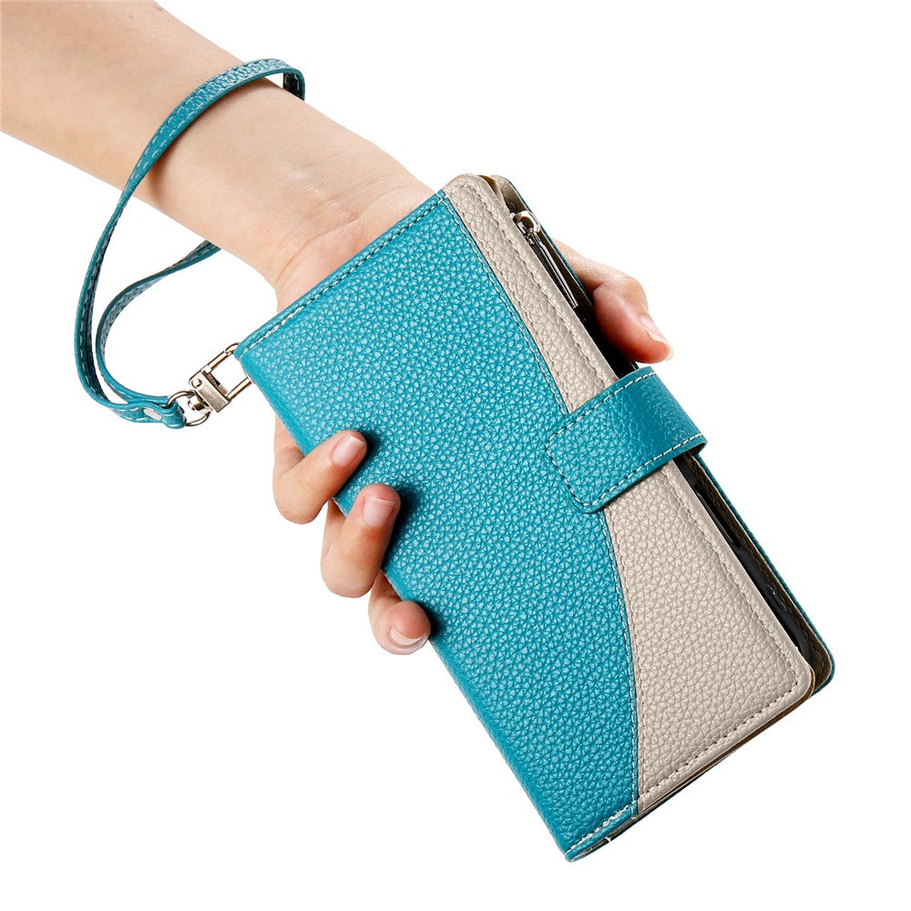 For Honor X8b 4G Cover Lynlås Pung Farve Splejsning Læder Flip Telefoncover med Remme
