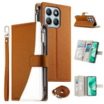 For Honor X8b 4G Cover Lynlås Pung Farve Splejsning Læder Flip Telefoncover med Remme