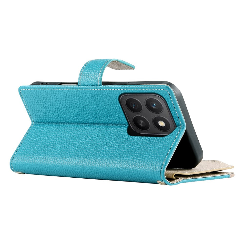 For Honor X8c 4G Case Zipper Wallet Color Splicing Leather Flip Phone Cover with Straps