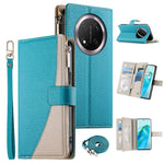 For Honor Magic7 Lite 5G / X9c 5G / X60 Pro 5G Case Zipper Wallet Color Splicing Leather Flip Phone Cover with Straps