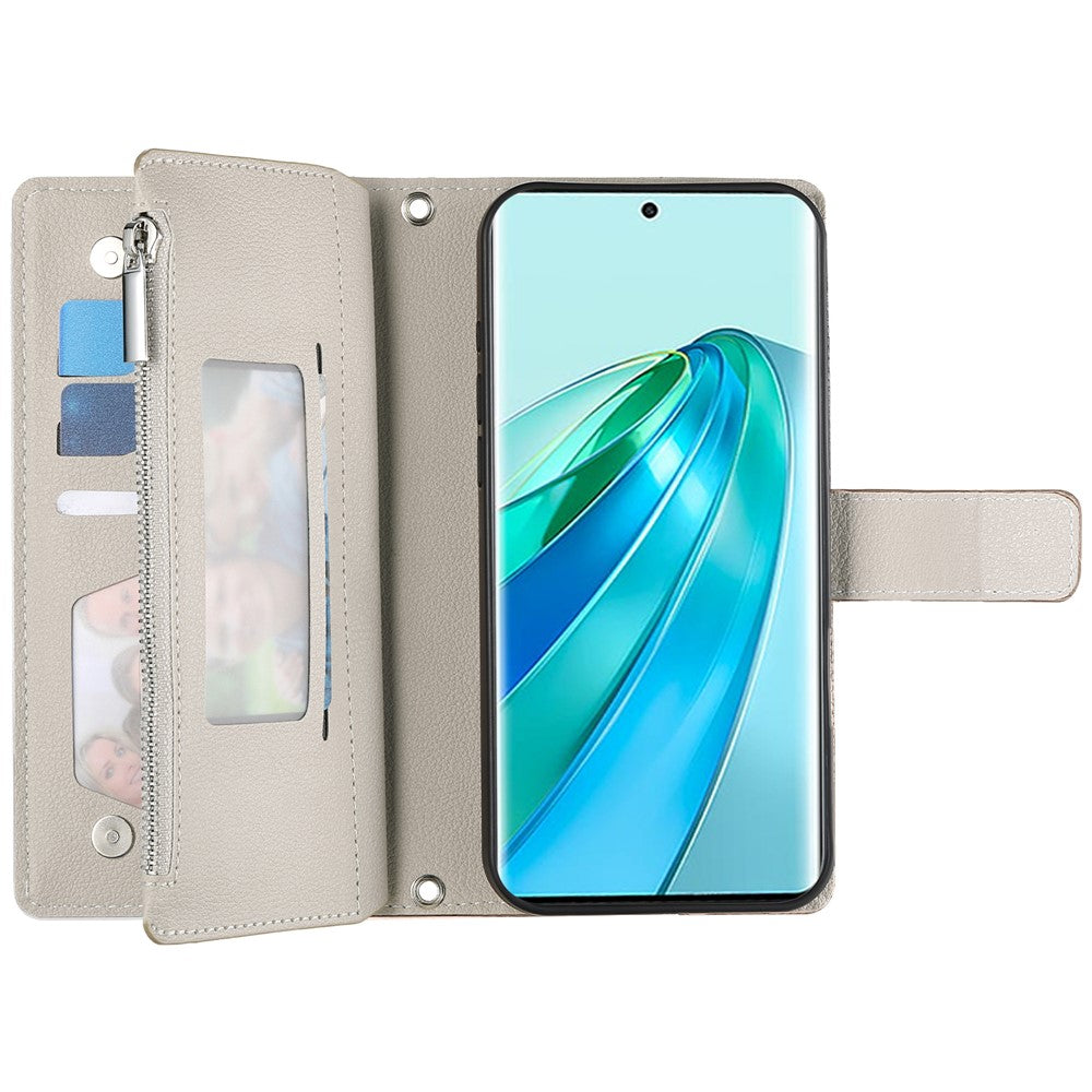 For Honor Magic7 Lite 5G / X9c 5G / X60 Pro 5G Case Zipper Wallet Color Splicing Leather Flip Phone Cover with Straps