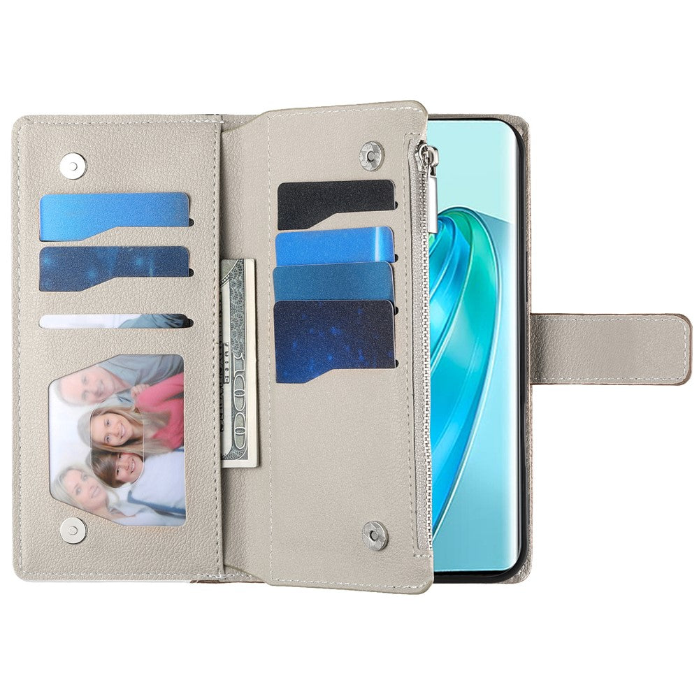 For Honor Magic7 Lite 5G / X9c 5G / X60 Pro 5G Case Zipper Wallet Color Splicing Leather Flip Phone Cover with Straps