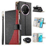 For Honor Magic7 Lite 5G / X9c 5G / X60 Pro 5G Case Zipper Wallet Color Splicing Leather Flip Phone Cover with Straps