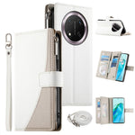 For Honor Magic7 Lite 5G / X9c 5G / X60 Pro 5G Case Zipper Wallet Color Splicing Leather Flip Phone Cover with Straps