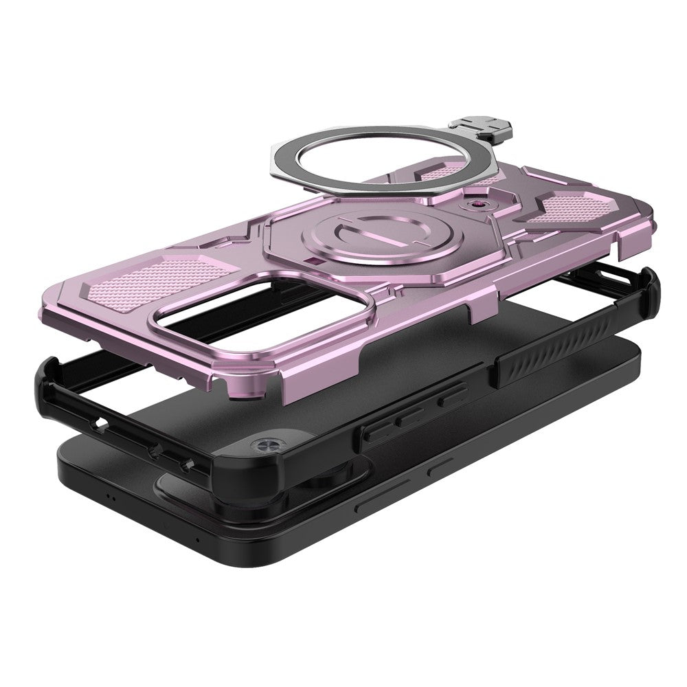 For Oppo Reno13 5G (Global) Magnetic Case Rotating Metal Kickstand PC + TPU Phone Back Cover