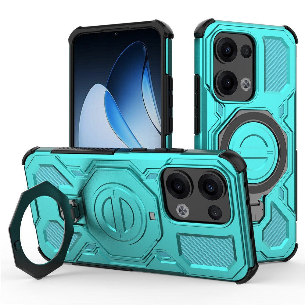 For Oppo Reno13 5G (Global) Magnetic Case Rotating Metal Kickstand PC + TPU Phone Back Cover