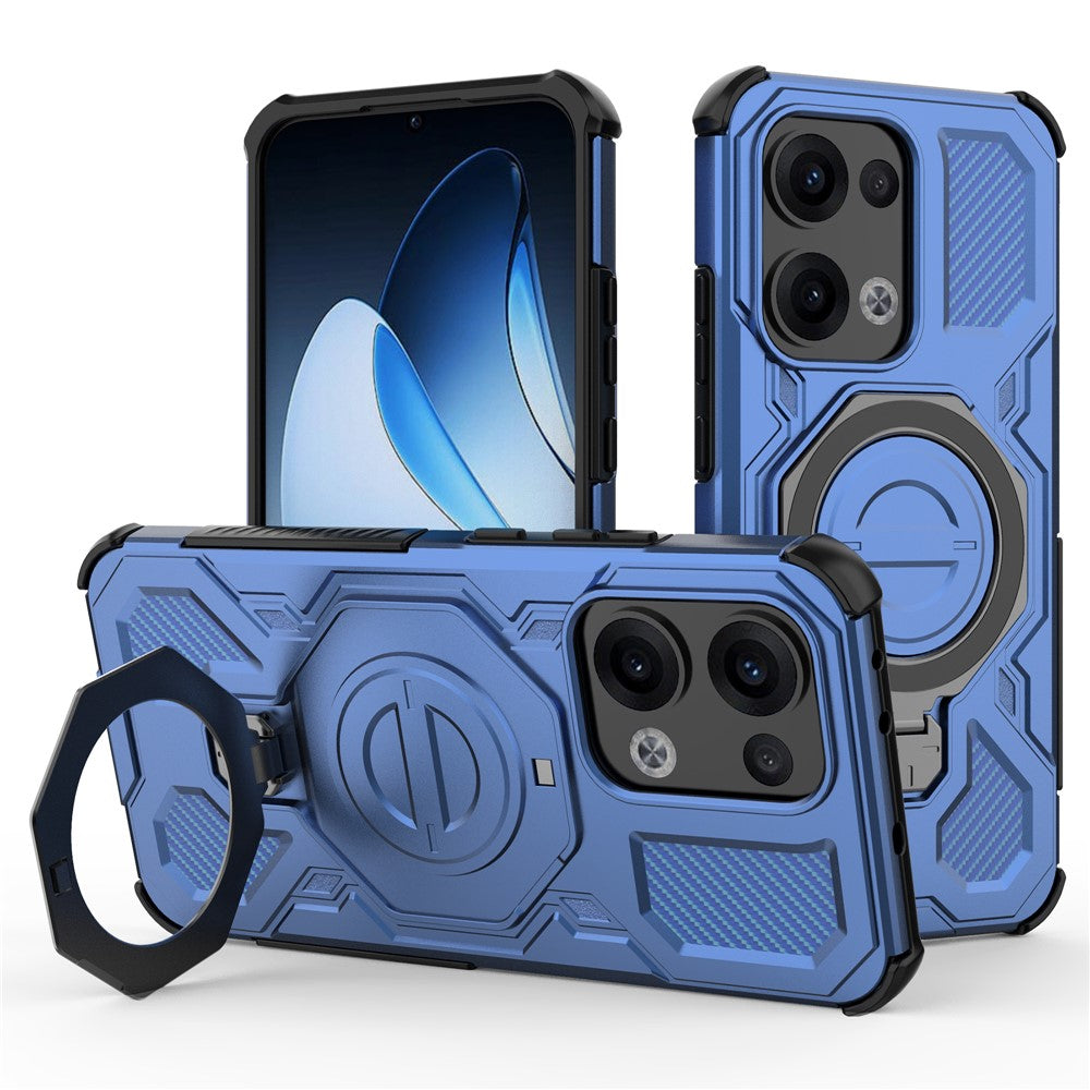 For Oppo Reno13 5G (Global) Magnetic Case Rotating Metal Kickstand PC + TPU Phone Back Cover