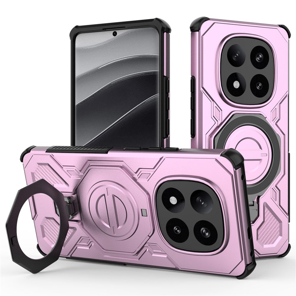 For Xiaomi Redmi Note 14 Pro+ 5G Magnetic Case Rotating Metal Kickstand Shockproof PC + TPU Phone Back Cover