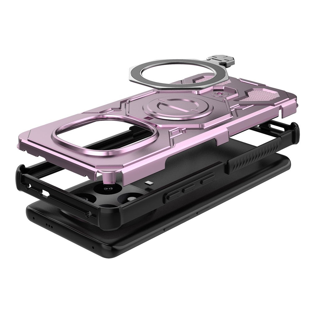 For Xiaomi Redmi Note 14 Pro+ 5G Magnetic Case Rotating Metal Kickstand Shockproof PC + TPU Phone Back Cover