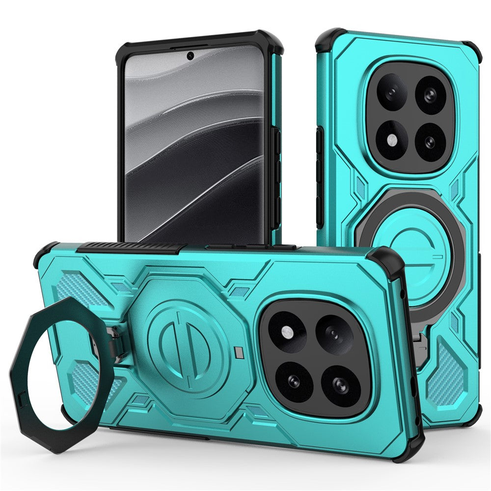 For Xiaomi Redmi Note 14 Pro+ 5G Magnetic Case Rotating Metal Kickstand Shockproof PC + TPU Phone Back Cover