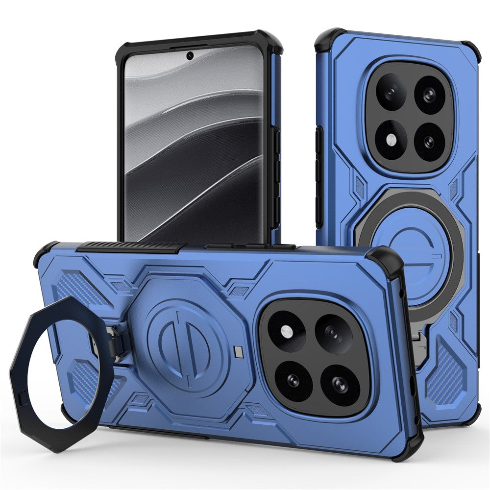 For Xiaomi Redmi Note 14 Pro+ 5G Magnetic Case Rotating Metal Kickstand Shockproof PC + TPU Phone Back Cover