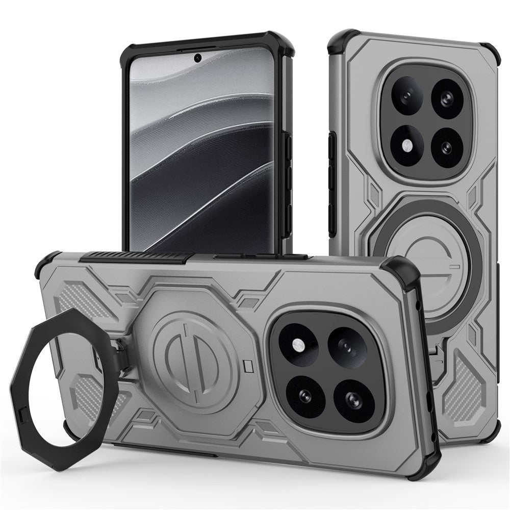 For Xiaomi Redmi Note 14 Pro+ 5G Magnetic Case Rotating Metal Kickstand Shockproof PC + TPU Phone Back Cover