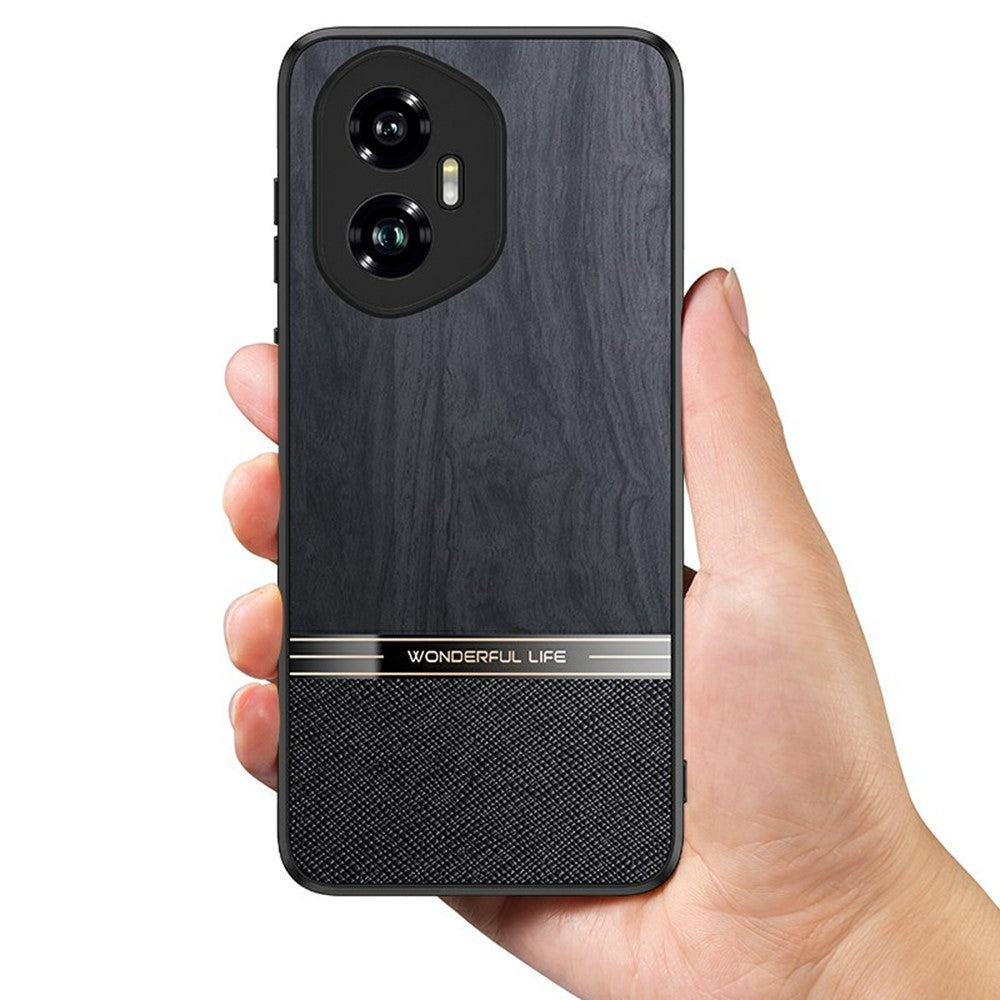 For Honor 400 Pro 5G (Global) Case Wood Texture Leather + TPU Protective Phone Cover