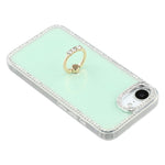For iPhone 17e / 16e Case with Ring Kickstand Rhinestone Edge TPU + PC IMD Phone Cover