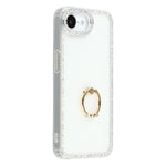 For iPhone 17e / 16e Case with Ring Kickstand Rhinestone Edge TPU + PC IMD Phone Cover