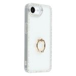 For iPhone 17e / 16e Case with Ring Kickstand Rhinestone Edge TPU + PC IMD Phone Cover